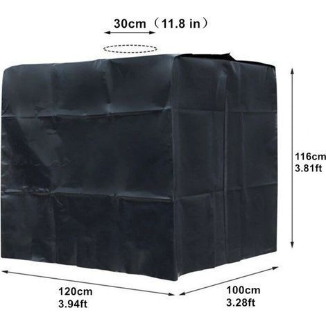 Housse de protection pour réservoir d'eau, IBC 1000 L, anti-poussière, anti-UV et anti-pluie, 120 x 100 x 116 cm (noir) (1/4)