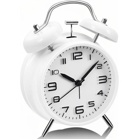 Réveil analogique à double sonnerie, volume extra fort, idéal pour les gros dormeurs, fonctionne sur piles, avec veilleuse.