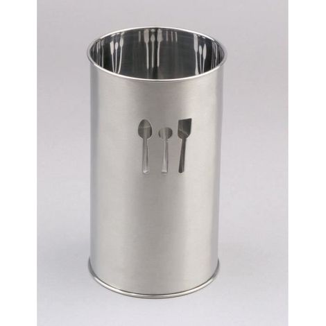 Porte-Ustensiles - Inox - Hauteur 18 Cm - Diamètre 10 Cm - Passe Au Lave-Vaisselle - 1 Pièce