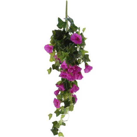 MINKUROW 1 Ramo De Flores Artificiales Morning Glory Para Colgar En Casa, Hotel, Oficina, Boda, Fiesta, Jardín, Artesanía, Decoración Artística, Morning Glory-Purple (1/4)
