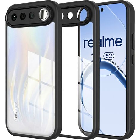 Custodia ibrida Fusion per Realme 16 5G, trasparente con cornice nera (1/4)