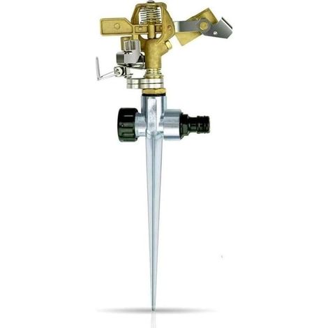 Arroseur de Jardin 360 Degrés Tout Épreuve, Arroseur à Gazon Impact Pulvérisateur d'Irrigation avec Piquet Métal pour Arrosage Plantes Fleurs Légumes, 1 Pièce (1/5)