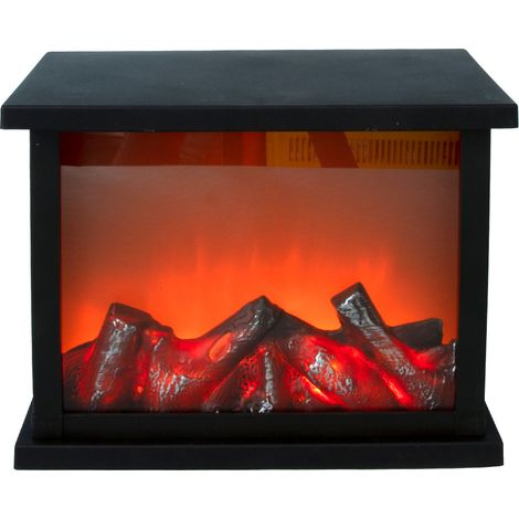 LED Kamin Laterne mit Timer - 27 x 21 cm - Künstliches Kamin Feuer mit tanzenden Flammen