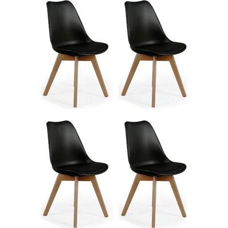 Lot de 4 Chaises Scandinave "Coquil" 81cm Noir (1/5)