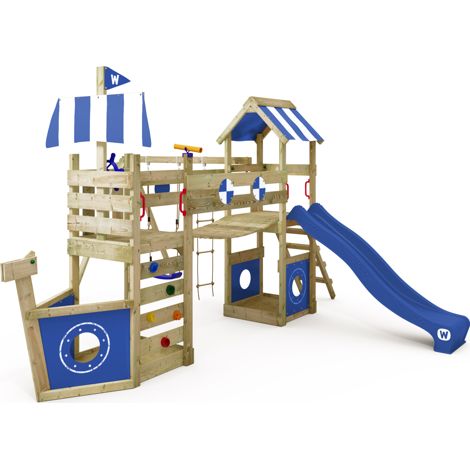 Wickey StormFlyer garden play set with swing and sandpits in blue