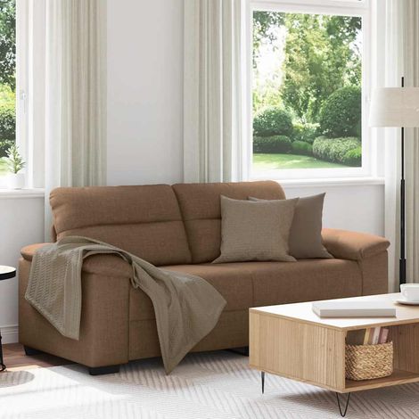 Canapé 2 places marron en tissu, structure bois et métal, 180 x 81 x 84 cm - PANGIVO (1/5)