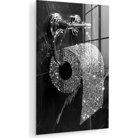 CUADRO DE METACRILATO WC - Papel higiénico - Blanco y negro - Purpurina Cuadros Para Dormitorio 60x90 (1/5)