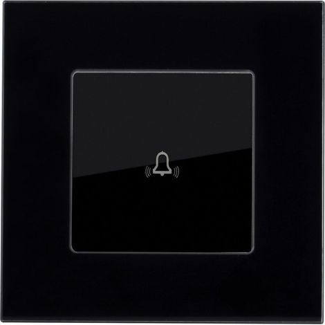 Interruttore Touch Pulsante Semplice con Cornice di Vetro Modern Nero (1/5)
