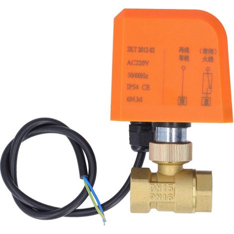 Vanne à bille motorisée 2 fils 2 voies normalement fermée DN15 Laiton ABS Moteur synchrone AC220V (1/5)