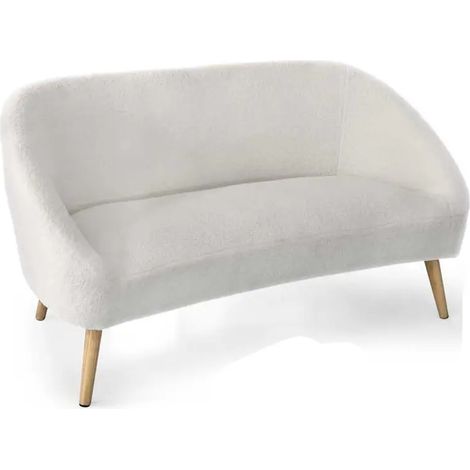 Divano in tessuto teddy bianco cm 135x68x78h