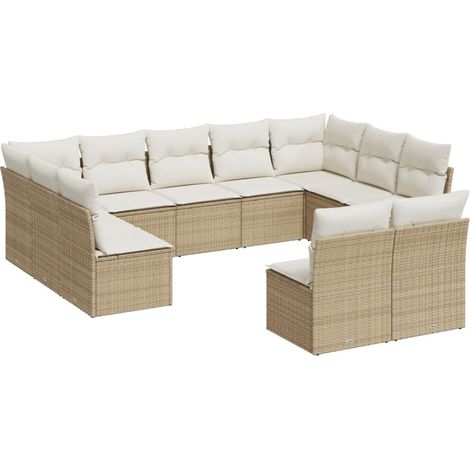 Maison Exclusive - Set de sofás de jardín 11pzas con cojines ratá (1/3)