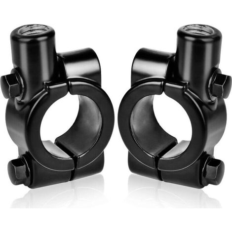 2-teilige Motorradspiegelhalterung für 22-mm-Lenkerbefestigung - für 10-mm-Seitenspiegel, Aluminium (schwarz)