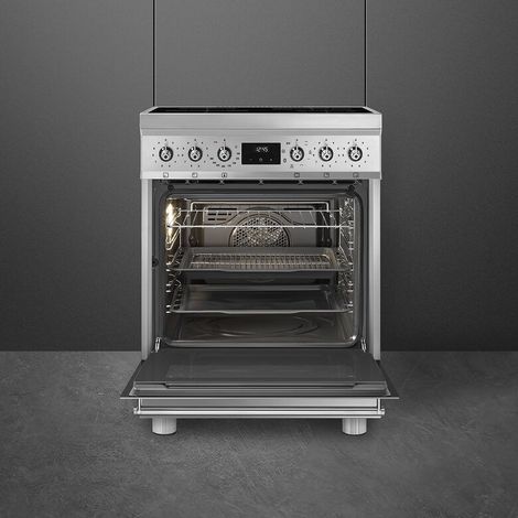 Smeg – Cuisinière électrique 70L C6IMXM2 – Plaque induction 4 zones – Acier inoxydable – Énergie 0,99 kWh – Nettoyage numérique (1/5)