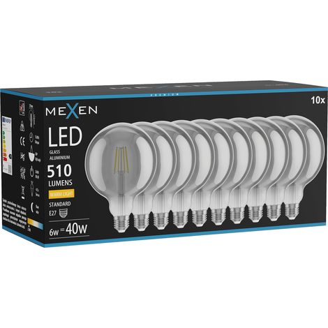 Mexen Vintis 10x Ampoule filament LED E27, G125, 6W, Chaude - 2700K, 510 lm, fumée - L158-E27-0627-70x10 (1/5)