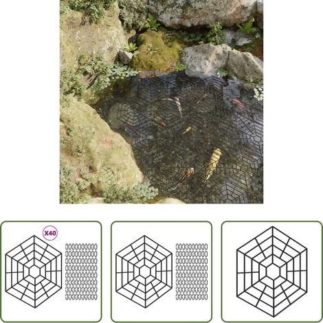 Grillage d'étang - Protection d'étang 40 pcs Noir Polypropylène (1/5)