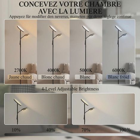 Plafonnier LED 42W gradable, 2700K-6500K, réglage continu, 4 modes scénarios, télécommande et commande tactile, batterie non incluse. (1/5)
