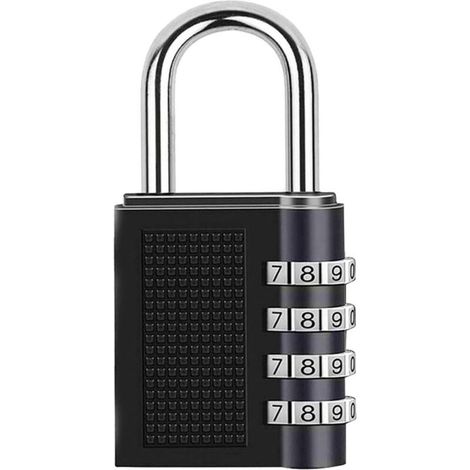 Cadenas Code, 1 Pièce 4-digit Cadenas à Combinaison Imperméable et Durable pour Casier Sportrangement, Armoires et Rangement, école etc. (Noir)-Fei Yu (1/5)