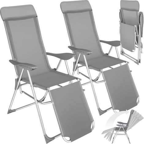 Lot de 2 chaises jardin aluminium gris résistantes intempéries/UV