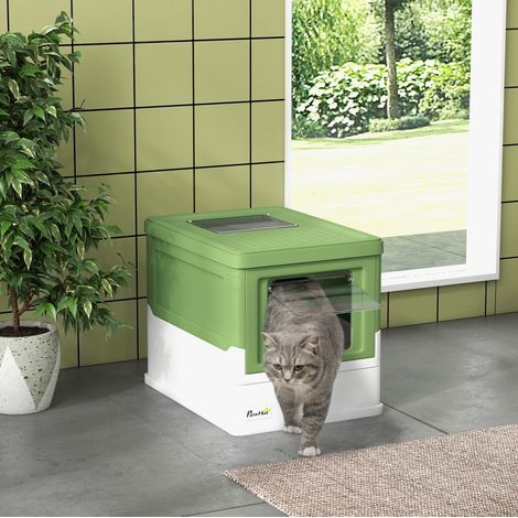 Lettiera chiusa per gatti con coperchio, vaschetta e paletta, plastica 47,5 x 35,5 x 36,7 cm (1/5)