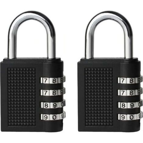 FLITI 2 Stück schwarze Zahlenschlösser für Schulschließfächer, Werkzeugkästen, 4-stelliger rücksetzbarer Code, Schließfachschlüssel für den Außenbereich (1/4)