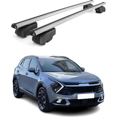 OMAC Aluminium Dachträger Querträger für Kia Sportage mk5 NQ5 2023-2026 – City Crash – ISO/PAS 11154:2006 – Abschließbar – Max. 75 kg – 2 Stangen Silber (1/5)