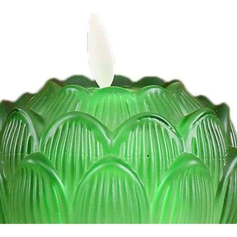 Lampada LED Loto Colorée Économe en Énergie, Sûre et Stable, Lampe de Bouddha pour Maison, Temples et Salles Bouddhistes, Vert (1/4)