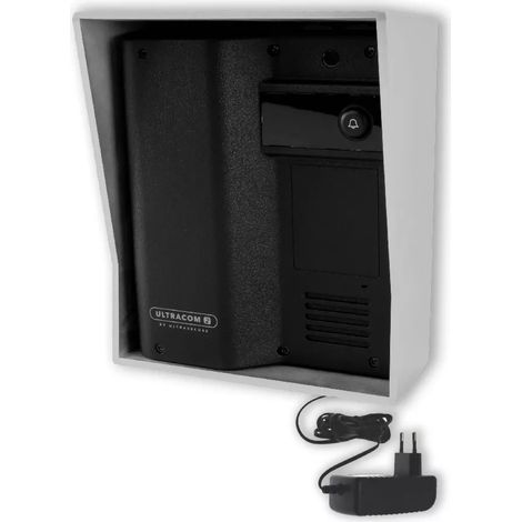 Platine de rue 600 mètres individuelle sans-fil - UltraCOM2 NOIRE 600-SOLO avec visière argentée + transformateur 12V (1/5)