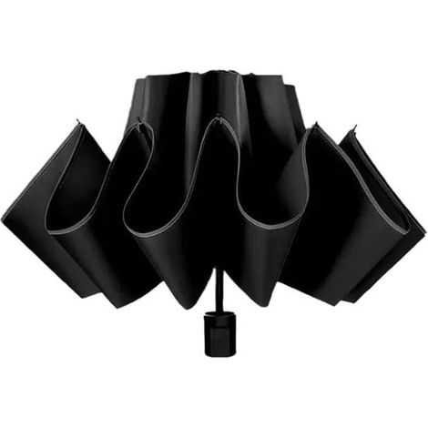 Parasol de plage – Noir – 8 baleines – Protection UV – Pliable – Jardin, plage, camping et balcon (1/4)