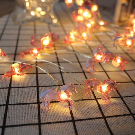 Guirlande lumineuse LED 2 m, flamant/ licorne/ ananas, décoration fête hawaïenne, 1 pièce (licorne) (1/5)