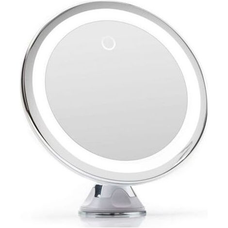 Miroir grossissant 10x lumineux LED – 14 lampes – Fixation ventouse – Éclairage naturel dimmable pour maquillage et toilettage (1/5)