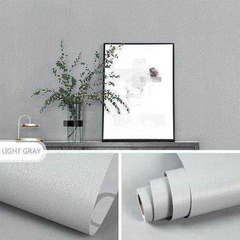 Papier Peint Gris Clair Uni Papier Peint Adhésif Mural Décoratif Étanche Amovible Autocollant Rouleau Film Adhésif pour meuble Cuisine Salon Comptoir Armoire Étagère Table de Chevet de 45CM10M NPTERBL (1/5)
