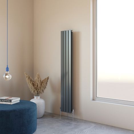 Acezanble 1600x272mm Double Anthracite Vertical Flat Panel Central Heating Designer Radiator