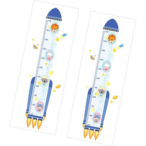 2 Pièces Autocollants Muraux Mesure de Hauteur pour Garçon Fille Autocollants Animaux Cartoons Amusants pour Décoration Murale et Éducation des Garçon Fille (1/5)