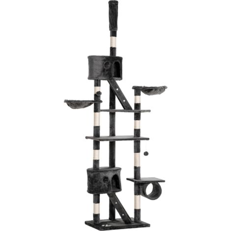 Adjustable Floor-to-Ceiling Cat Tree for Indoor Cats 240-260cm Dark Grey - Perfect for Climbing and Play (1/5)