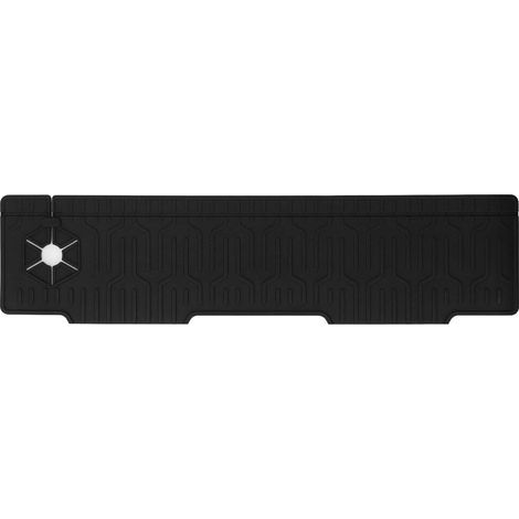 Robinet Tapis En Silicone Double Face Résistant À L'eau Évier Splash Garde Tapis Réglable Trou Design Premium Matériel pour Cuisine Salle De Bains 60x15cm (Noir) (1/5)