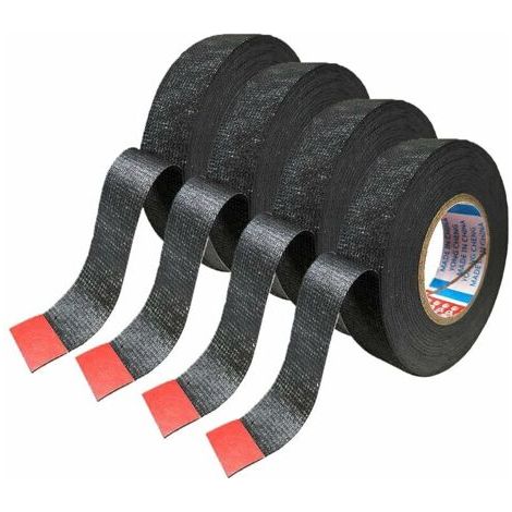 QORVA-Ruban adhésif pour électricien,Faisceaux de Câbles en Ruban Adhésif Ruban de Harnais Résistant à la Chaleur Ruban Adhésif en Tissu Industriel Faisceau de Câbles, 4 Rouleaux (19 mm x 15 m) (1/5)