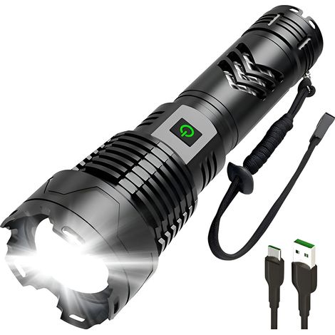 Linterna Led - 120000 Lumen - Carga Usb - Zoom Ajustable - Modos Múltiples - Ip X8 - Para Exterior - 1 Unidad (1/5)