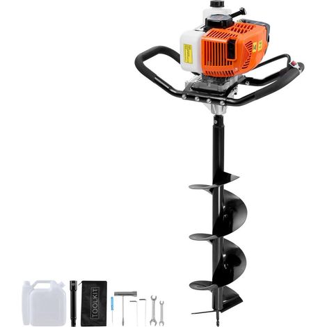 Kit Foret 200mm et Rallonge Tarière Thermique à Essence pour Creuser Trous et Plantation Jardin Moteur 63CC 2400W (1/5)