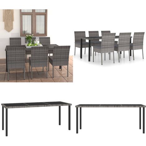 7-tlg. Garten-Essgruppe Poly Rattan Grau - Gartengruppe - Esstisch - Gartenmöbel - Outdoormöbel - Rattanmöbel - Home & Living