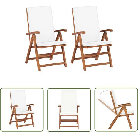The Living Store Garten-Liegestühle 2 Stk. mit Auflagen Massivholz Teak - Gartenstuhl - Liegestuhl - Outdoormöbel - Gartenmöbel - Teakholz (1/5)
