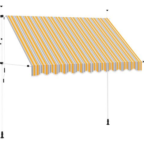 Manual Retractable Awning 300 cm Yellow and Blue Stripes vidaXL
