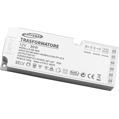 Alimentatore Slim Trasformatore Da 230v A 12v 36 W Per Striscia Led Sensori Luci (1/4)