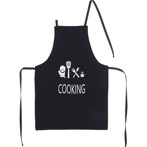 Tablier unisexe motif cartoon noir avec poche, robe de cuisine, outil de restaurant, 1 pièce