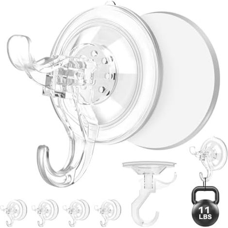 5-Pack crochets à ventouse sans perçage, ventouses extra fortes réutilisables pour bain cuisine fenêtre verre 5kg 7cm transparent (1/5)