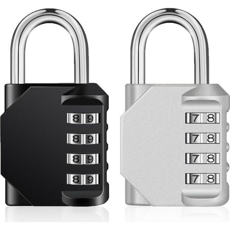 Cadenas à combinaison à 4 chiffres pour salle de sport, école, extérieur et casier des employés, noir
