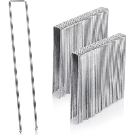 Lot de 50 piquets de fixation en acier inoxydable galvanisé, épaisseur 3 mm, largeur 4 cm, longueur 15 cm