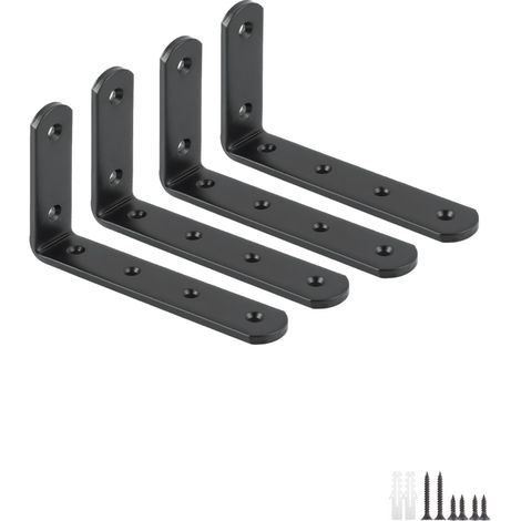 Supports d' Étagère Murale Robustes de Equerre Etagere à Angle Droit de 90° 12.5 x 7.5 cm 4 pièces 90 Noir (1/5)