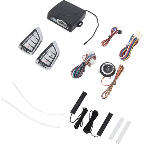 Système d'alarme de voiture DC12V avec télécommande intelligente, démarrage à un bouton et kit d'entrée sans clé universel pour véhicules sans Bluetooth (1/5)