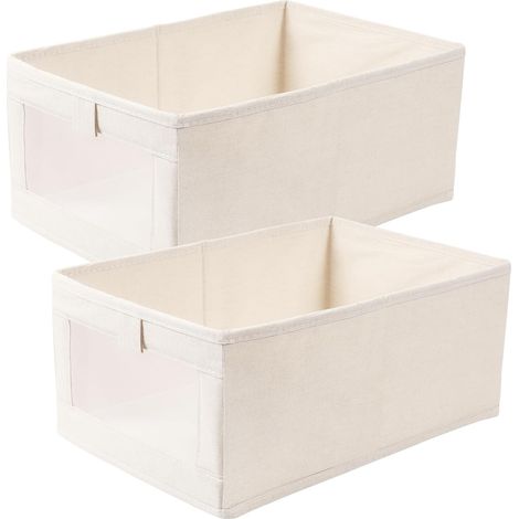 Juego de 2 cajas para guardar ropa, con ventana transparente, plegables, para ropa, juguetes y libros (40 x 27 x 17 cm) (1/5)