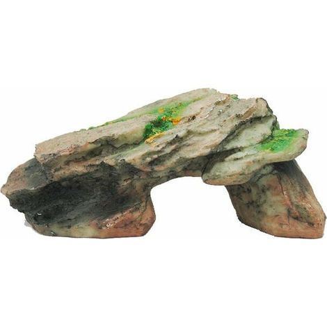 Grotte pour reptiles - Plate-forme pour tortues - Ornements d'aquarium - Lit en pierre imitation mousse (1/5)